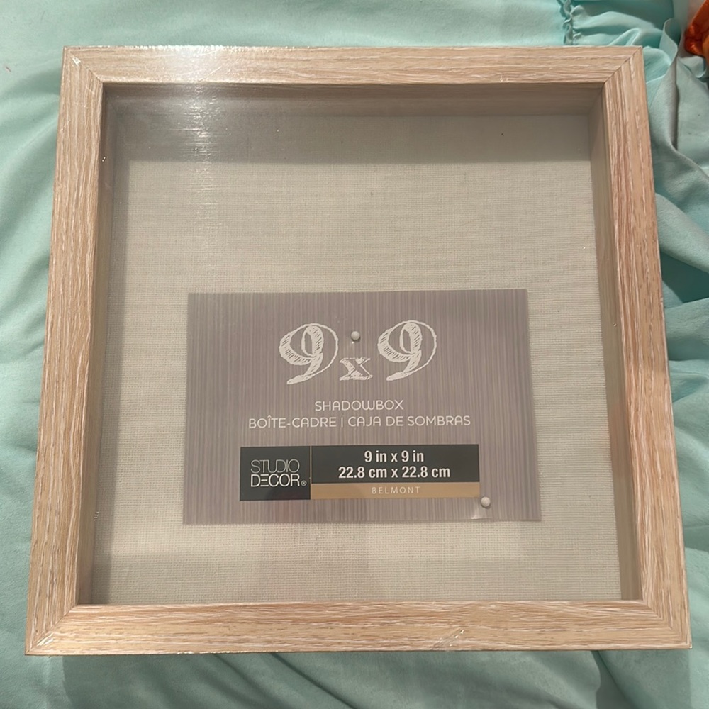 NWT Studio Decor shadowbox Frame 9x9 Belmont wood